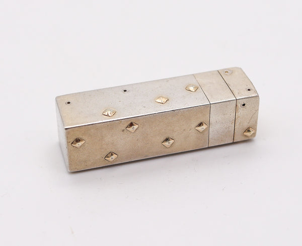 MARCIN PARIS 1930 By Frontin Lipstick Case Holder In Sterling & 18Kt Gold Accents