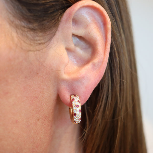 CARTIER Paris Mimi Hoop Earrings In 18Kt Gold With 2.24 Ctw In Rubies & Diamonds