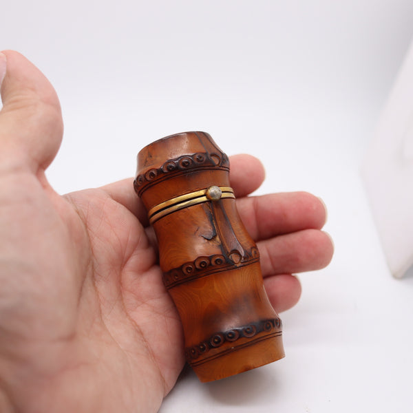 DUNHILL Paris 1934 Art Deco Carved Bamboo Petrol Desk Lighter