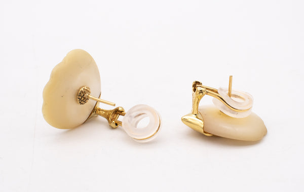 TIFFANY & CO. 1977 Angela Cummings Petals Earrings In 18Kt Gold With Carved Nacre