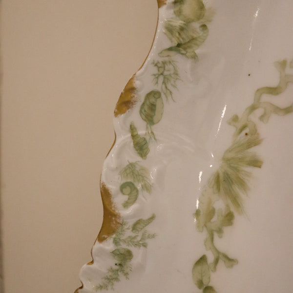 LIMOGES France 1910 Elite Set of White Porcelain Dishes And Tray For Fish Serving