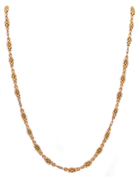 NEOCLASSICAL 1900 Edwardian French Chain In 18Kt Gold & Platinum With Diamonds