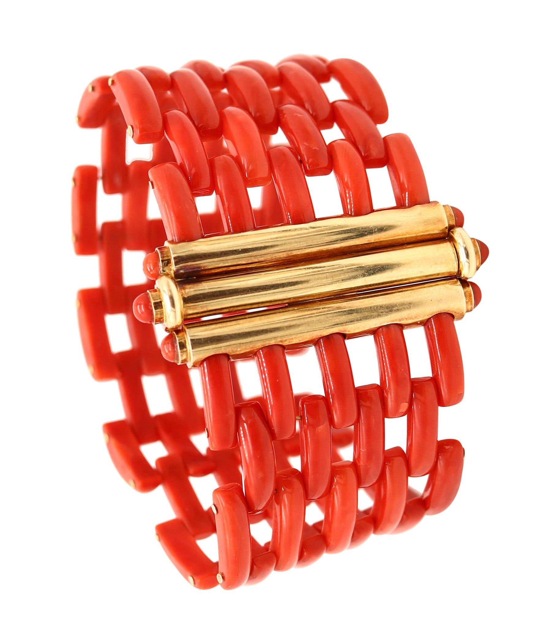 FRANCESCO LOFFREDO Flexible Bracelet In 18Kt Yellow Gold With Red Corals