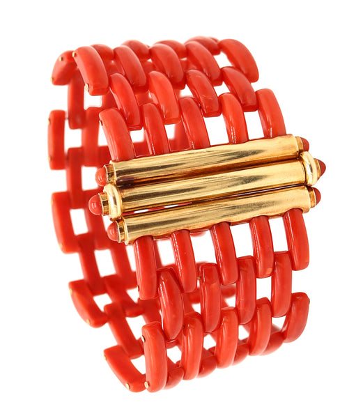 FRANCESCO LOFFREDO Flexible Bracelet In 18Kt Yellow Gold With Red Corals