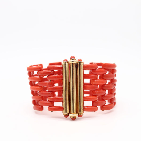 FRANCESCO LOFFREDO Flexible Bracelet In 18Kt Yellow Gold With Red Corals