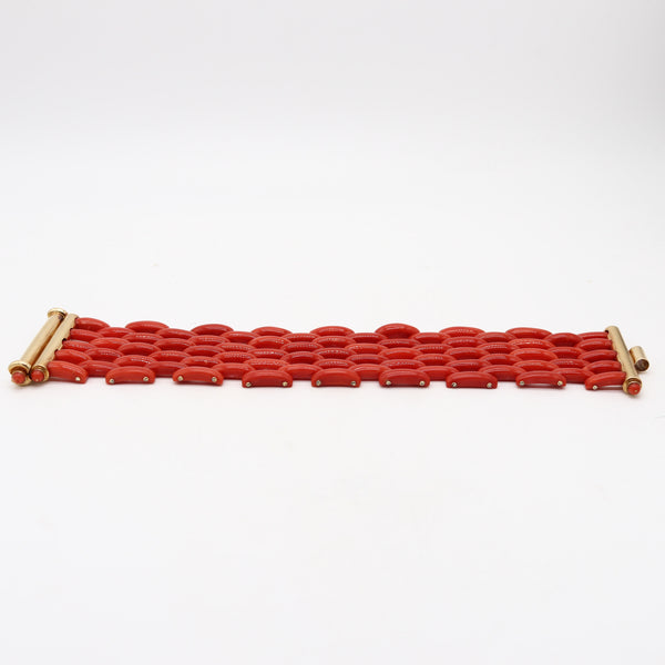 FRANCESCO LOFFREDO Flexible Bracelet In 18Kt Yellow Gold With Red Corals