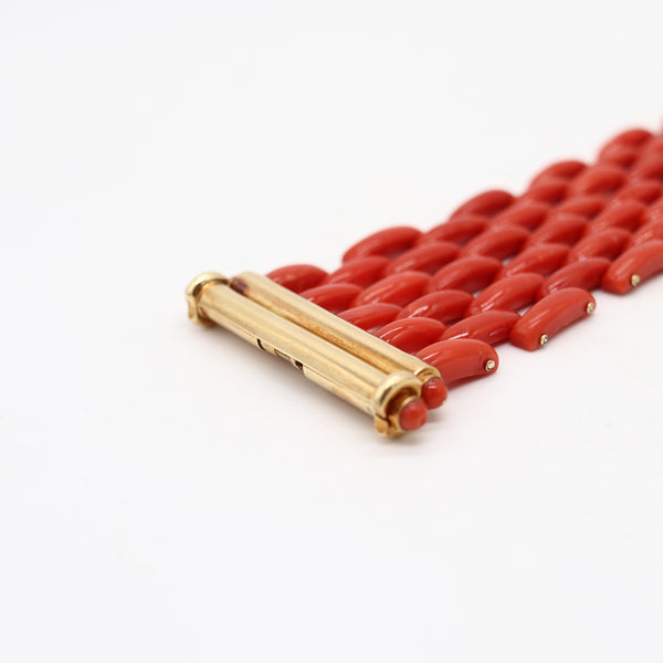 FRANCESCO LOFFREDO Flexible Bracelet In 18Kt Yellow Gold With Red Corals