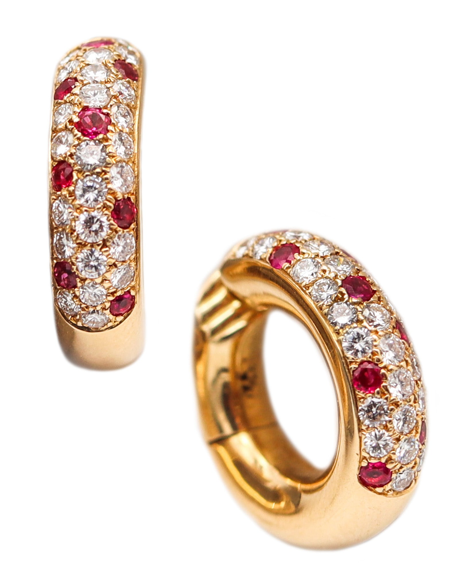 CARTIER Paris Mimi Hoop Earrings In 18Kt Gold With 2.24 Ctw In Rubies & Diamonds