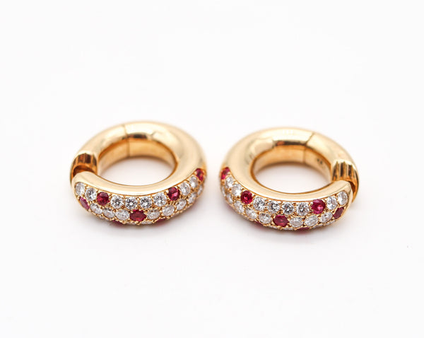 CARTIER Paris Mimi Hoop Earrings In 18Kt Gold With 2.24 Ctw In Rubies & Diamonds
