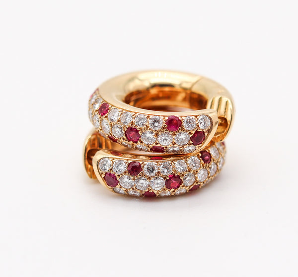 CARTIER Paris Mimi Hoop Earrings In 18Kt Gold With 2.24 Ctw In Rubies & Diamonds