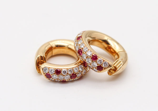 CARTIER Paris Mimi Hoop Earrings In 18Kt Gold With 2.24 Ctw In Rubies & Diamonds