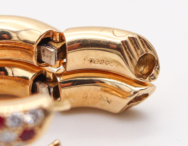 CARTIER Paris Mimi Hoop Earrings In 18Kt Gold With 2.24 Ctw In Rubies & Diamonds