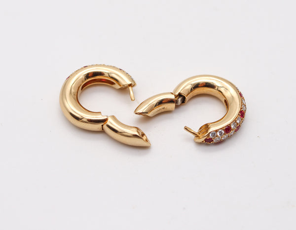 CARTIER Paris Mimi Hoop Earrings In 18Kt Gold With 2.24 Ctw In Rubies & Diamonds