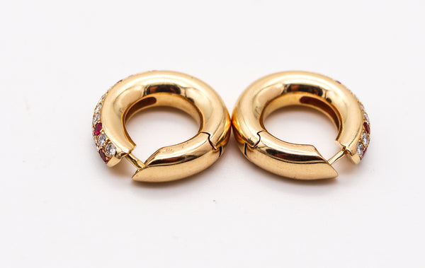CARTIER Paris Mimi Hoop Earrings In 18Kt Gold With 2.24 Ctw In Rubies & Diamonds