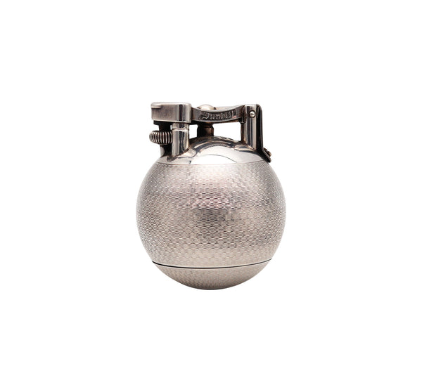 DUNHILL 1929 Ball Petrol Desk Lighter In Solid .925 Sterling Silver With Guilloche