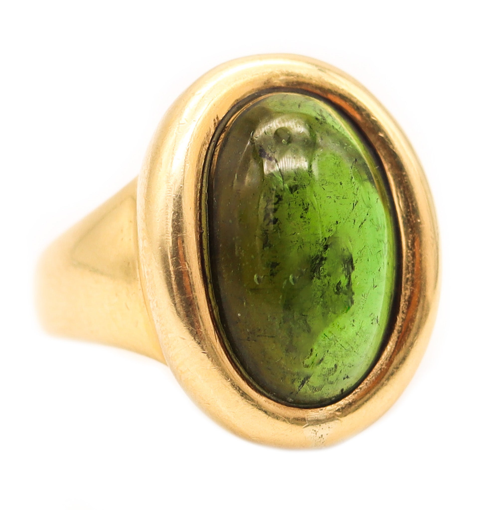 CARTIER Paris Vintage Cocktail Ring In Solid 18Kt Yellow Gold With Green Tourmaline