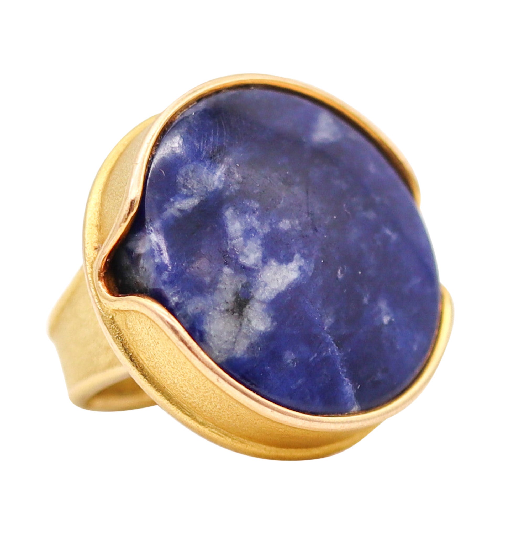 -Georg Jensen 1970 Cocktail Ring In 18Kt Yellow Gold With Blue Sodalite