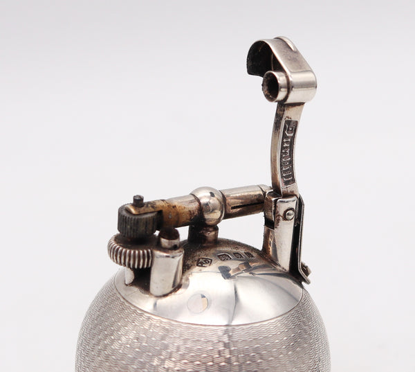 DUNHILL 1929 Ball Petrol Desk Lighter In Solid .925 Sterling Silver With Guilloche