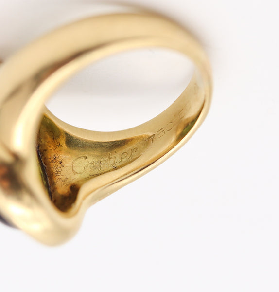 CARTIER Paris Vintage Cocktail Ring In Solid 18Kt Yellow Gold With Green Tourmaline
