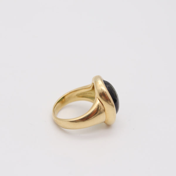 CARTIER Paris Vintage Cocktail Ring In Solid 18Kt Yellow Gold With Green Tourmaline