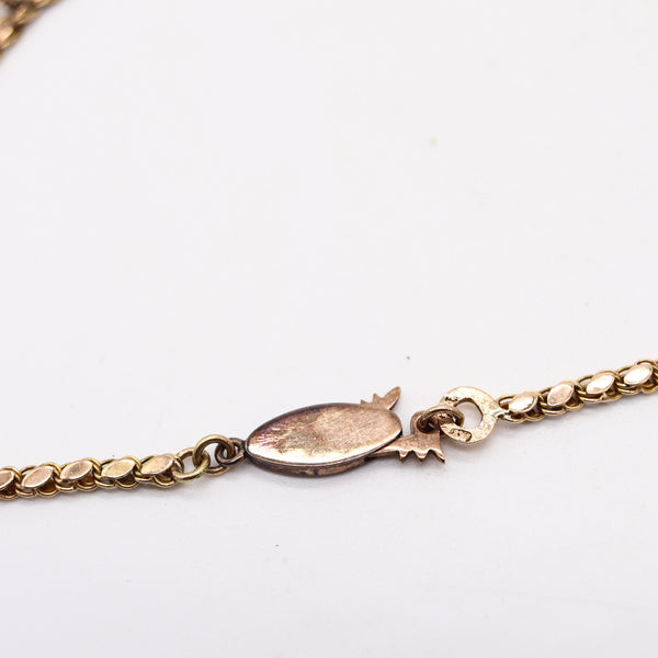 VICTORIAN 1880 Etruscan Revival Festoon Necklace In 14Kt Gold With Turquoises