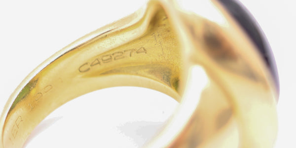 CARTIER Paris Vintage Cocktail Ring In Solid 18Kt Yellow Gold With Green Tourmaline