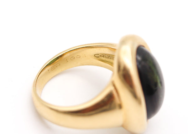 CARTIER Paris Vintage Cocktail Ring In Solid 18Kt Yellow Gold With Green Tourmaline