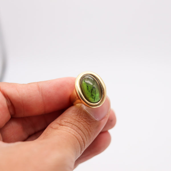 CARTIER Paris Vintage Cocktail Ring In Solid 18Kt Yellow Gold With Green Tourmaline
