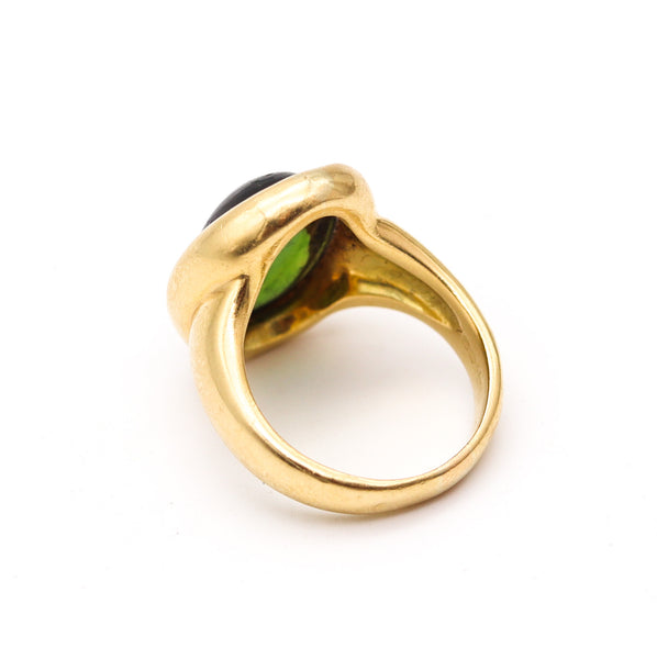 CARTIER Paris Vintage Cocktail Ring In Solid 18Kt Yellow Gold With Green Tourmaline