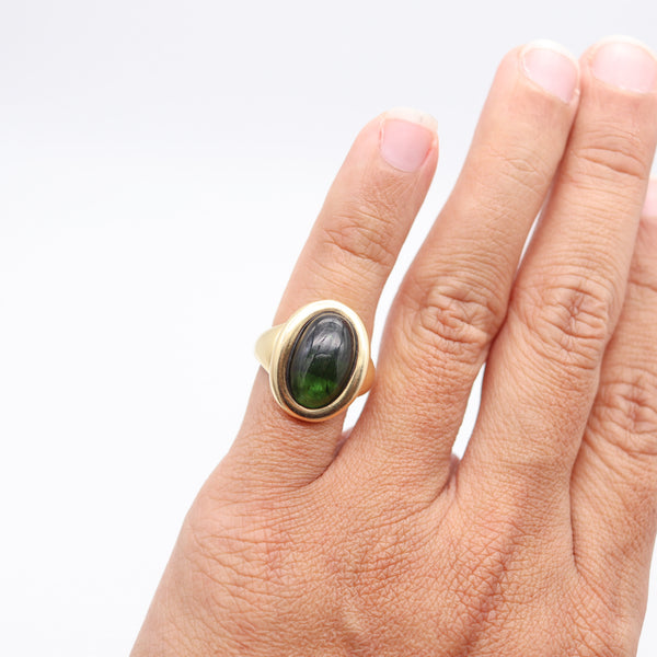 CARTIER Paris Vintage Cocktail Ring In Solid 18Kt Yellow Gold With Green Tourmaline