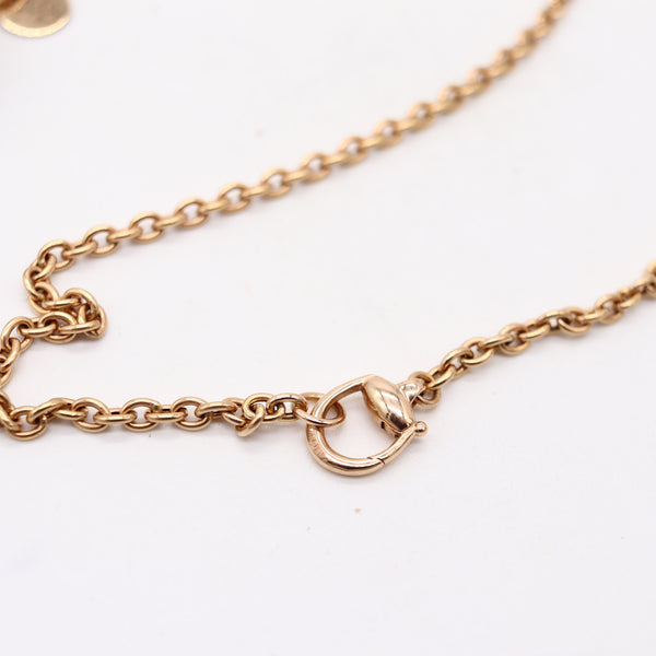 GUCCI Milano Enameled Horsebit Dangle Drop Necklace-Pendant In 18Kt Yellow Gold