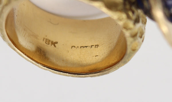 CARTIER 1970 By Roger Lucas Orbital Sculptural Ring In 18Kt gold With Lapis Lazuli