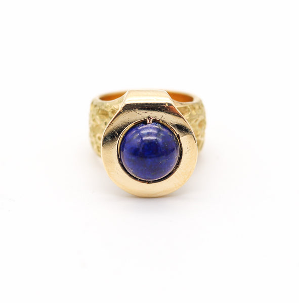 CARTIER 1970 By Roger Lucas Orbital Sculptural Ring In 18Kt gold With Lapis Lazuli