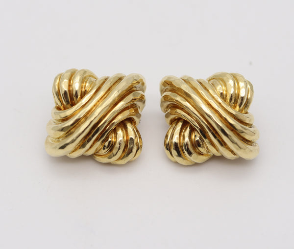 HENRY DUNAY New York Clips-On Earrings In Solid Faceted 18Kt Yellow Gold
