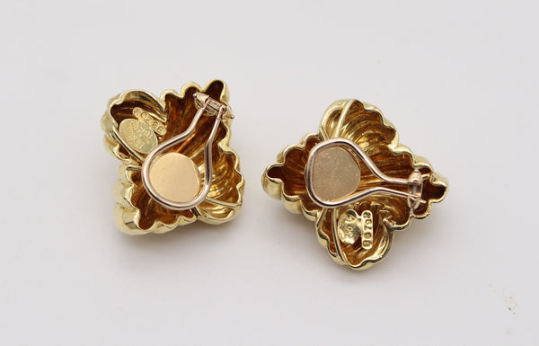 HENRY DUNAY New York Clips-On Earrings In Solid Faceted 18Kt Yellow Gold