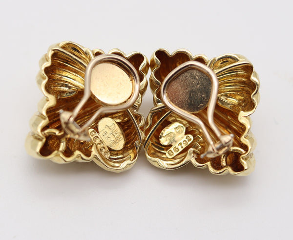 HENRY DUNAY New York Clips-On Earrings In Solid Faceted 18Kt Yellow Gold