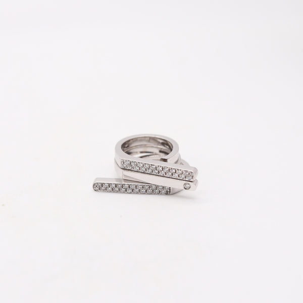 GARRARD & CO. London 2003 Sculptural Trio Ring 18Kt White Gold And VS Diamonds