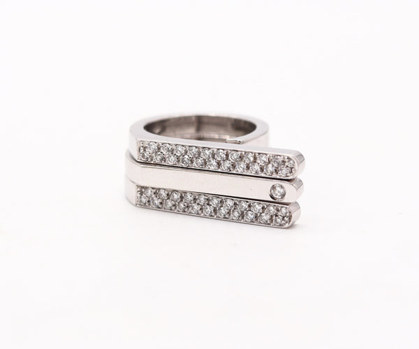 GARRARD & CO. London 2003 Sculptural Trio Ring 18Kt White Gold And VS Diamonds
