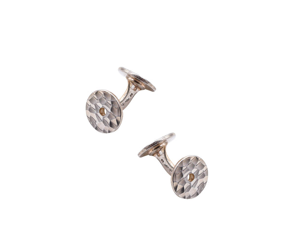 DINH VAN Paris 1990 Pair Of Round Pi Cufflinks In Solid .925 Sterling Silver