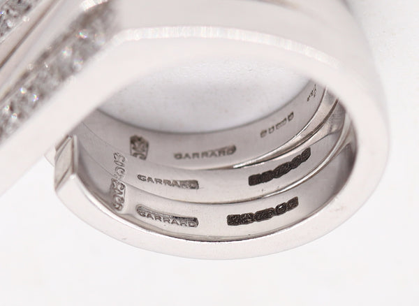 GARRARD & CO. London 2003 Sculptural Trio Ring 18Kt White Gold And VS Diamonds