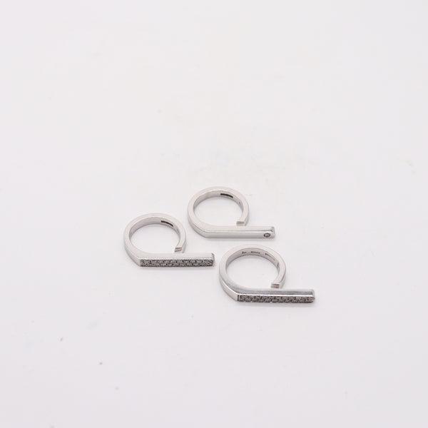 GARRARD & CO. London 2003 Sculptural Trio Ring 18Kt White Gold And VS Diamonds