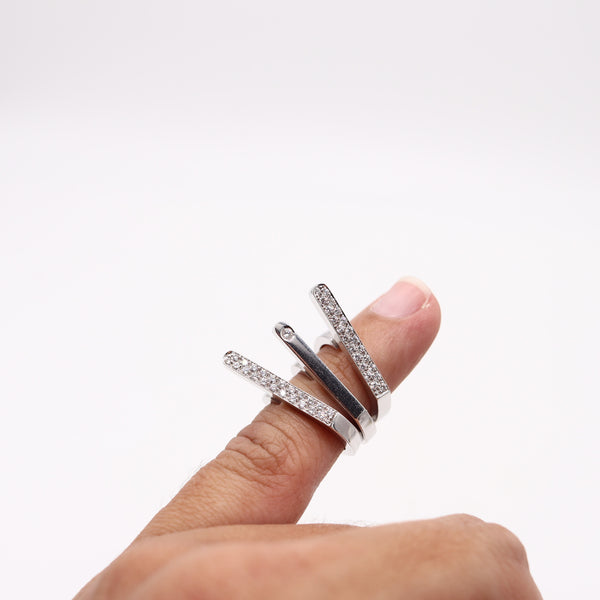 GARRARD & CO. London 2003 Sculptural Trio Ring 18Kt White Gold And VS Diamonds