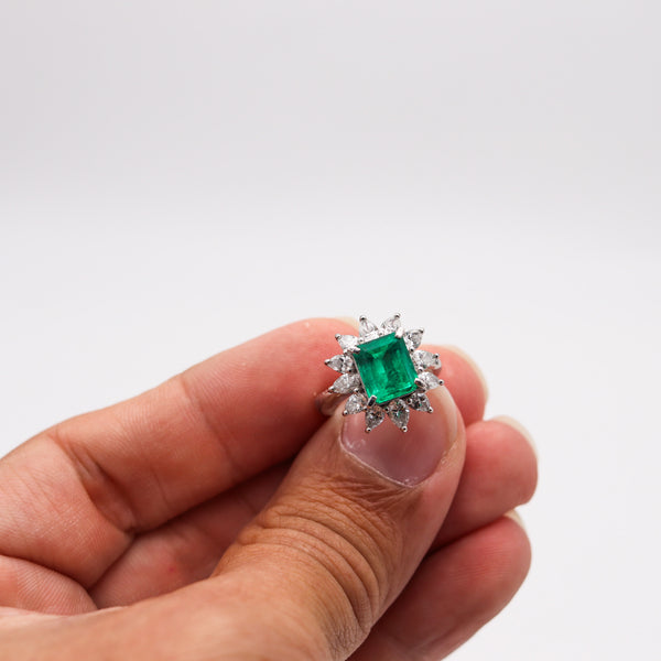 TIFFANY & CO. Gia Certified Platinum Cocktail Ring With 4.01 Ctw Emerald & Diamonds