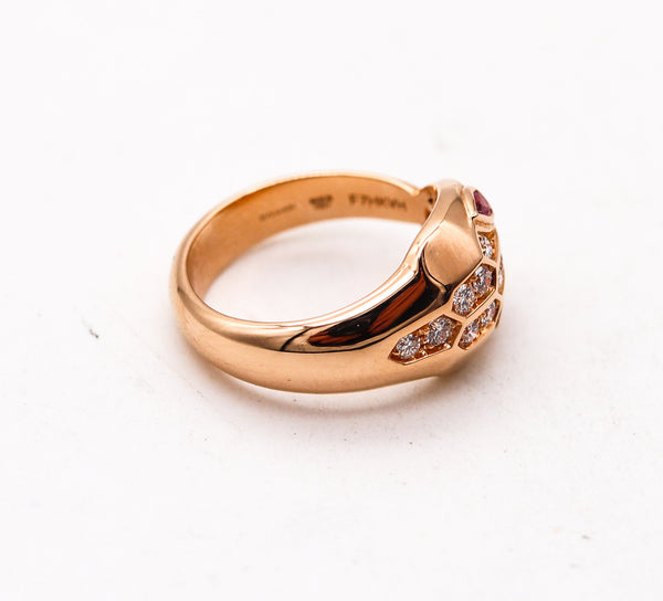 BVLGARI Roma Serpenti Ring In 18Kt Rose Gold With Diamonds Box & Papers