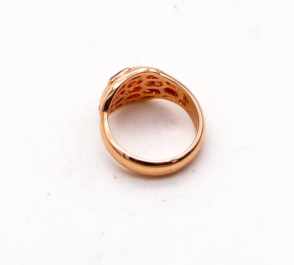 BVLGARI Roma Serpenti Ring In 18Kt Rose Gold With Diamonds Box & Papers