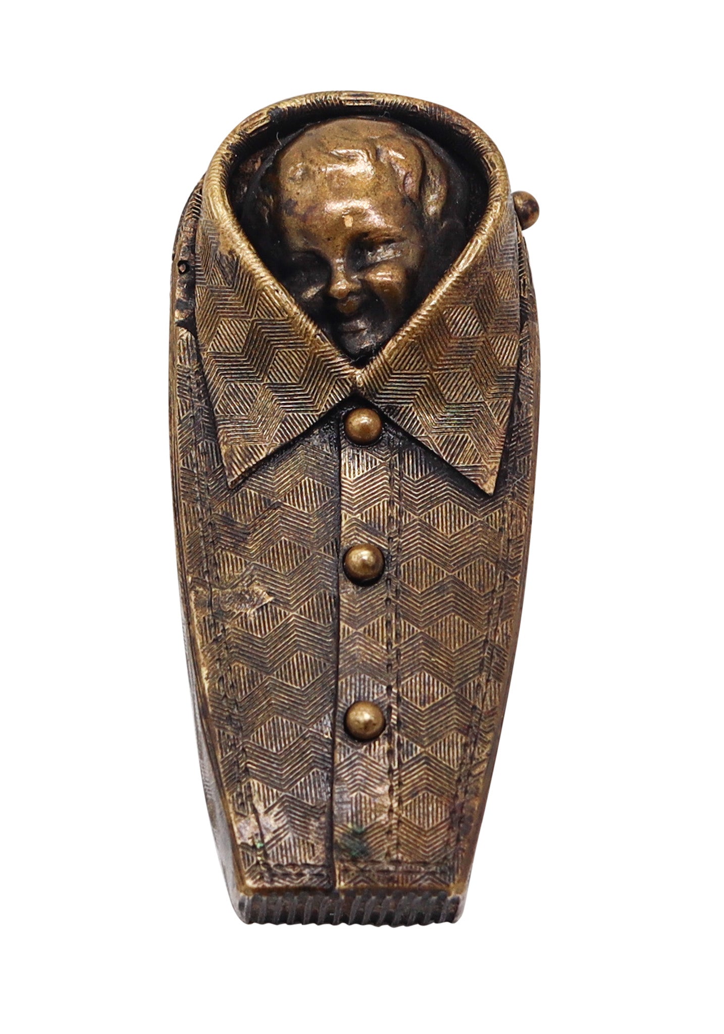 ART-NOUVEAU 1890 Germany Unusual Vesta Matches Box In Solid Gilt Brass