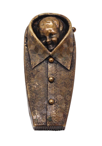 ART-NOUVEAU 1890 Germany Unusual Vesta Matches Box In Solid Gilt Brass