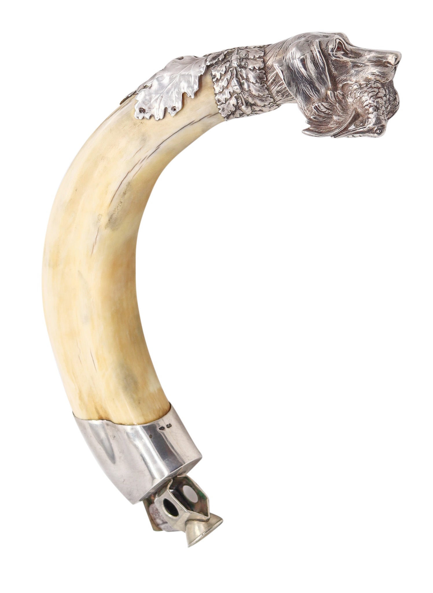 AUSTRIA 1900 Antique Cigar Cutter Sculpted Hunting Dog In .900 Sterling Silver