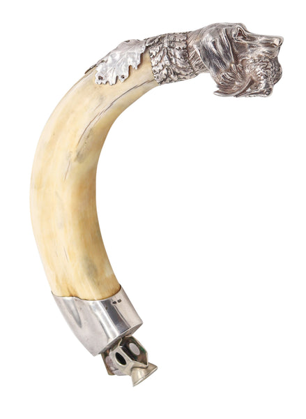 AUSTRIA 1900 Antique Cigar Cutter Sculpted Hunting Dog In .900 Sterling Silver