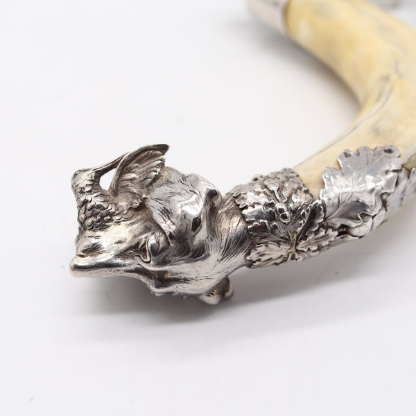 AUSTRIA 1900 Antique Cigar Cutter Sculpted Hunting Dog In .900 Sterling Silver